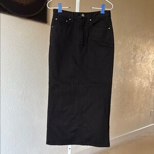 Toteme made in Italy black midi jean skirt